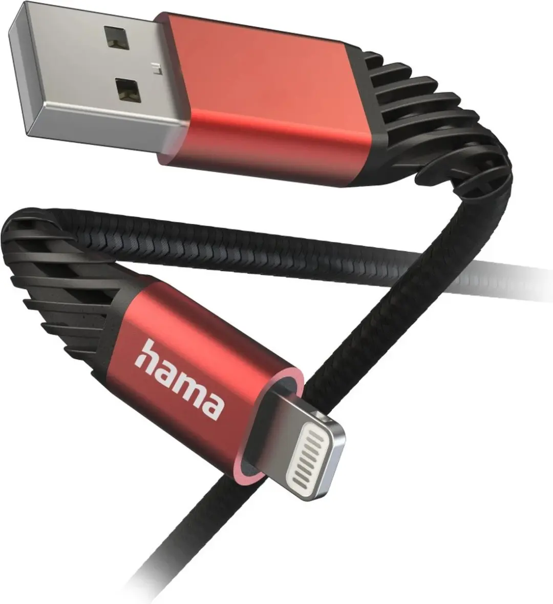 Hama Extreme USB-A naar Lightning Oplaadkabel - USB 2.0 - Zwart/Rood
