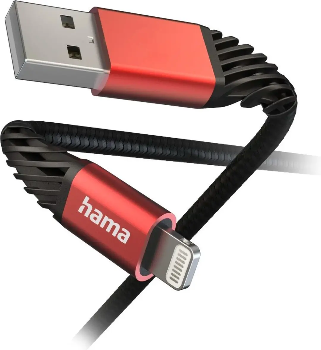 Hama Extreme USB-A naar Lightning Oplaadkabel - USB 2.0 - Zwart/Rood