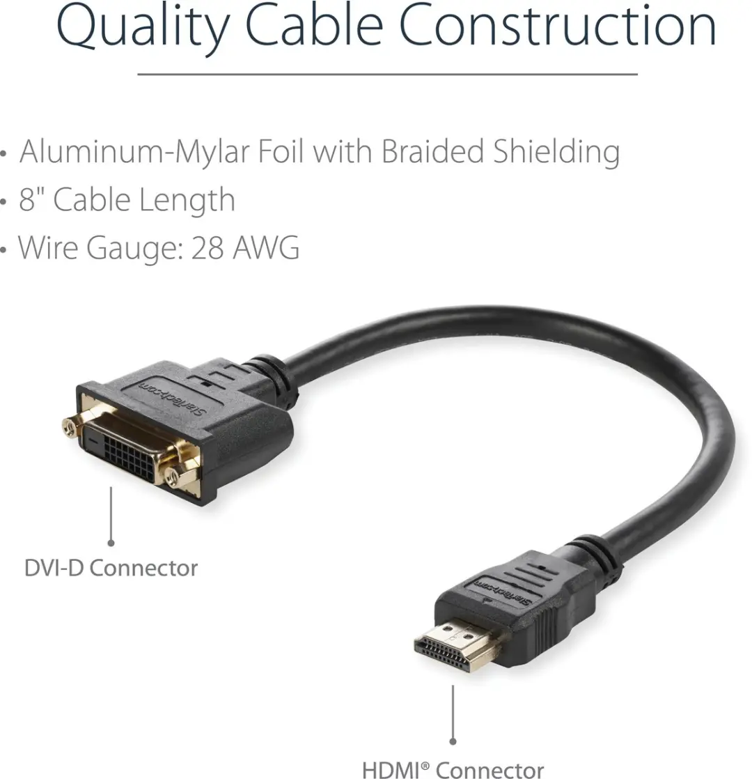 Startech HDMI naar DVI-D Kabel 20cm - Zwart