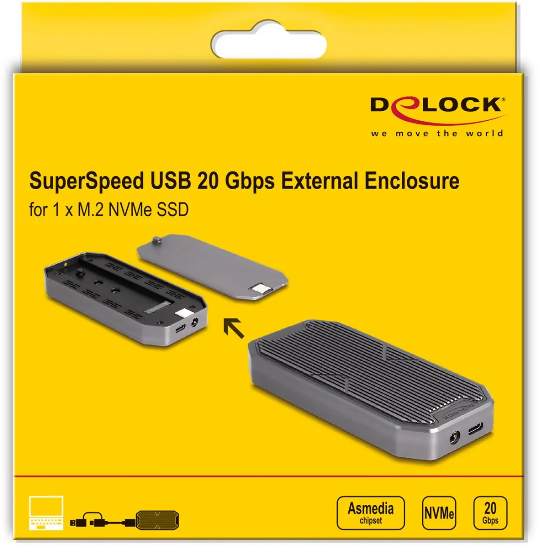 Delock M.2 NVMe PCIe SSD Gaming Behuizing - USB 3.2 Gen 2x2 20Gbps - Grijs