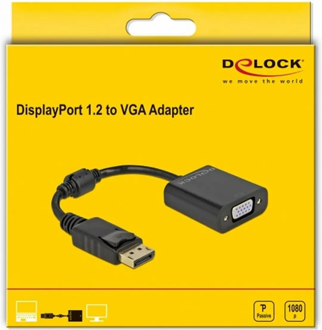 Delock DisplayPort 1.2 naar VGA Adapter - Zwart