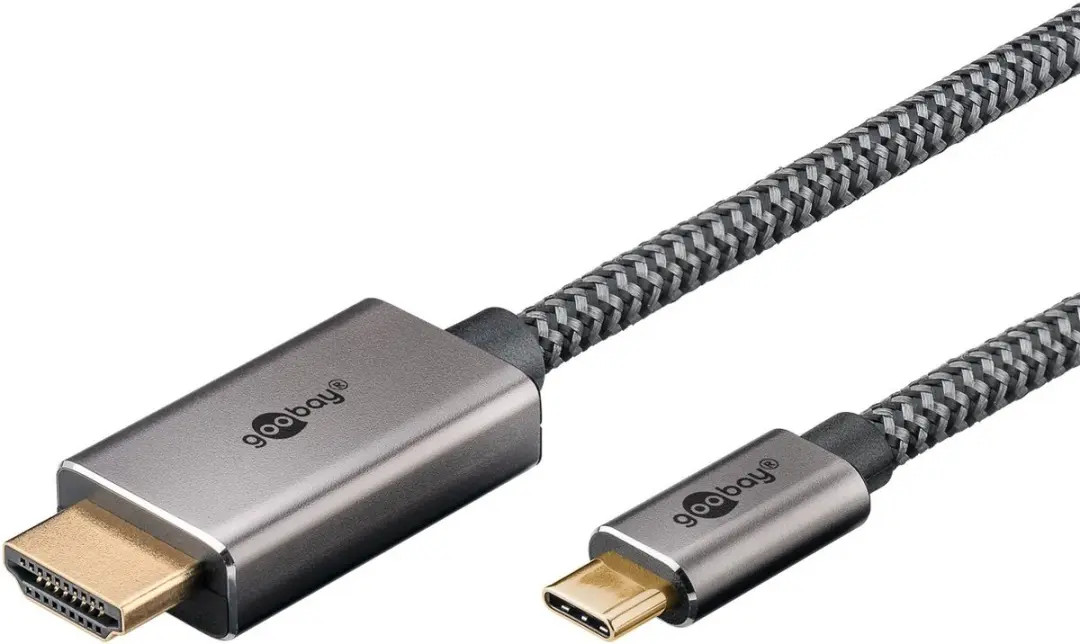 Goobay USB-C naar HDMI 4K 60Hz Kabel - 1m - Aluminium/Nylon