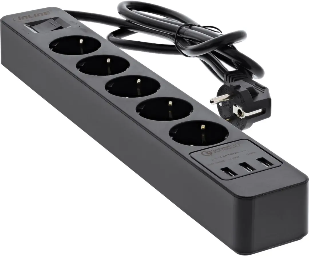InLine Stekkerdoos 5x USB QC3.0 1,5m