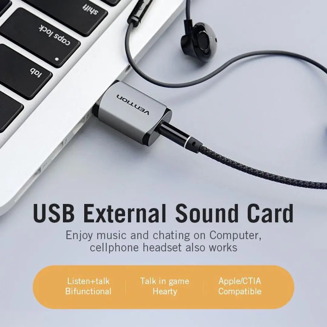 Vention Nano USB Externe Geluidskaart CTIA - Zilver