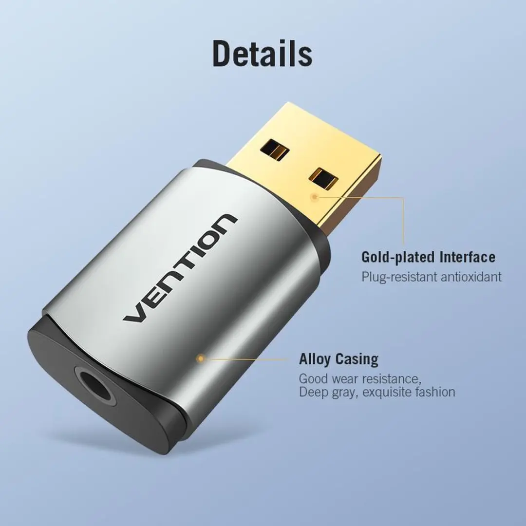 Vention Nano USB Externe Geluidskaart CTIA - Zilver