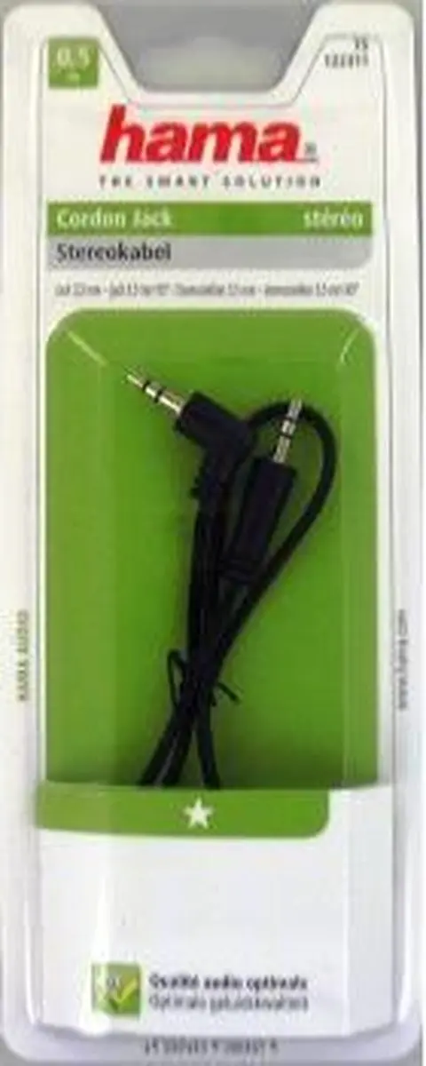 Hama Audiokabel 3,5mm Jack 90° - 0,5m - Zwart