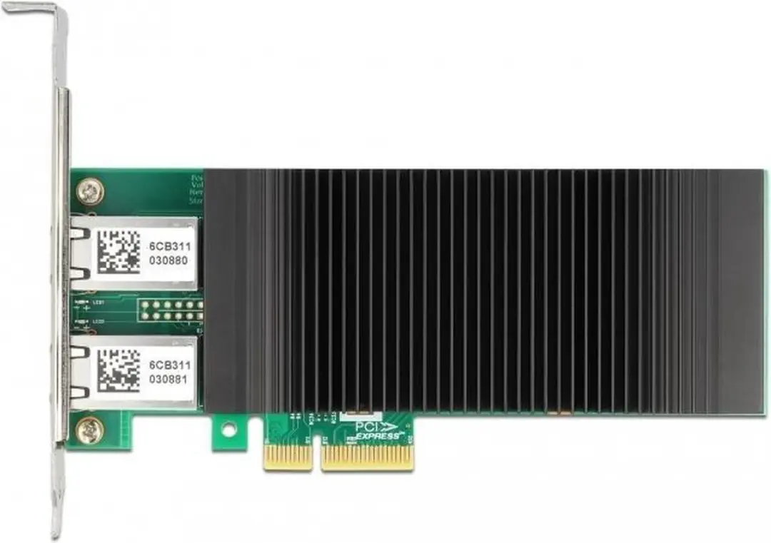 Delock PCIe x4 2x RJ45 Gigabit LAN PoE+ i350 - Zwart