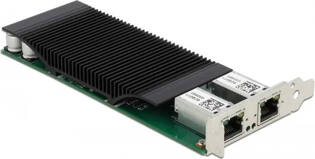 Delock PCIe x4 2x RJ45 Gigabit LAN PoE+ i350 - Zwart