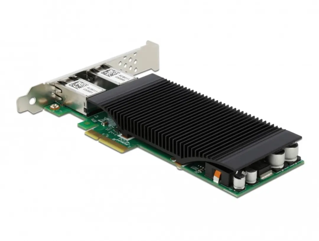 Delock PCIe x4 2x RJ45 Gigabit LAN PoE+ i350 - Zwart