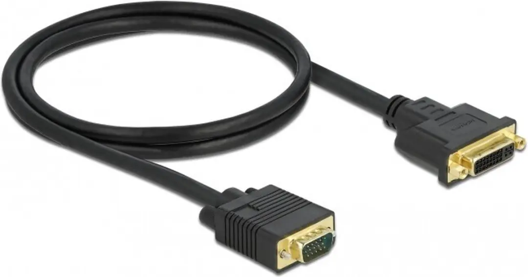 Delock DVI-VGA Kabel 24+5 naar VGA Mannelijk 1m - Zwart