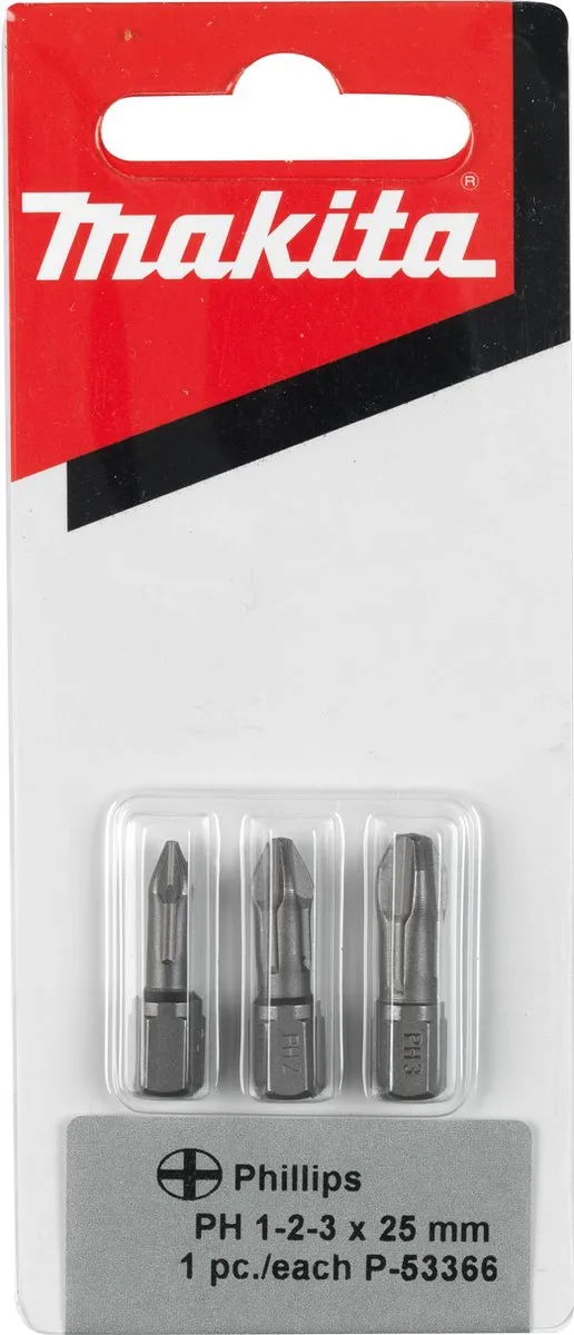 Makita P-53366 Schroefbitset PH1/2/3x25mm