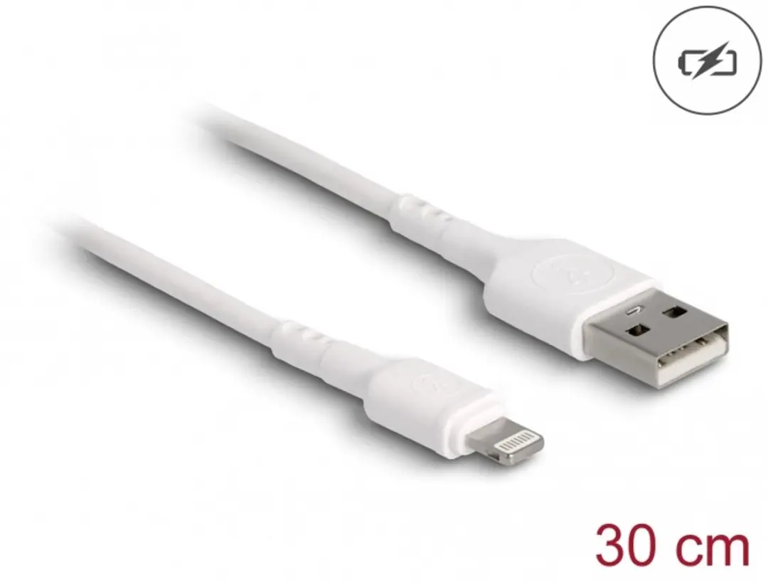 Delock USB Opladerkabel iPhone/iPad/iPod 30cm Wit