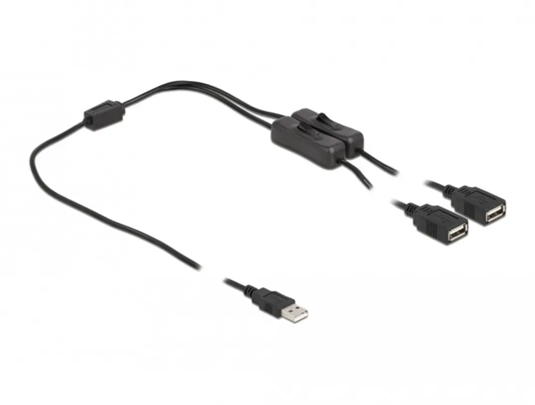 Delock USB Type-A Mannelijk naar 2x Vrouwelijk Kabel - 1m - Zwart