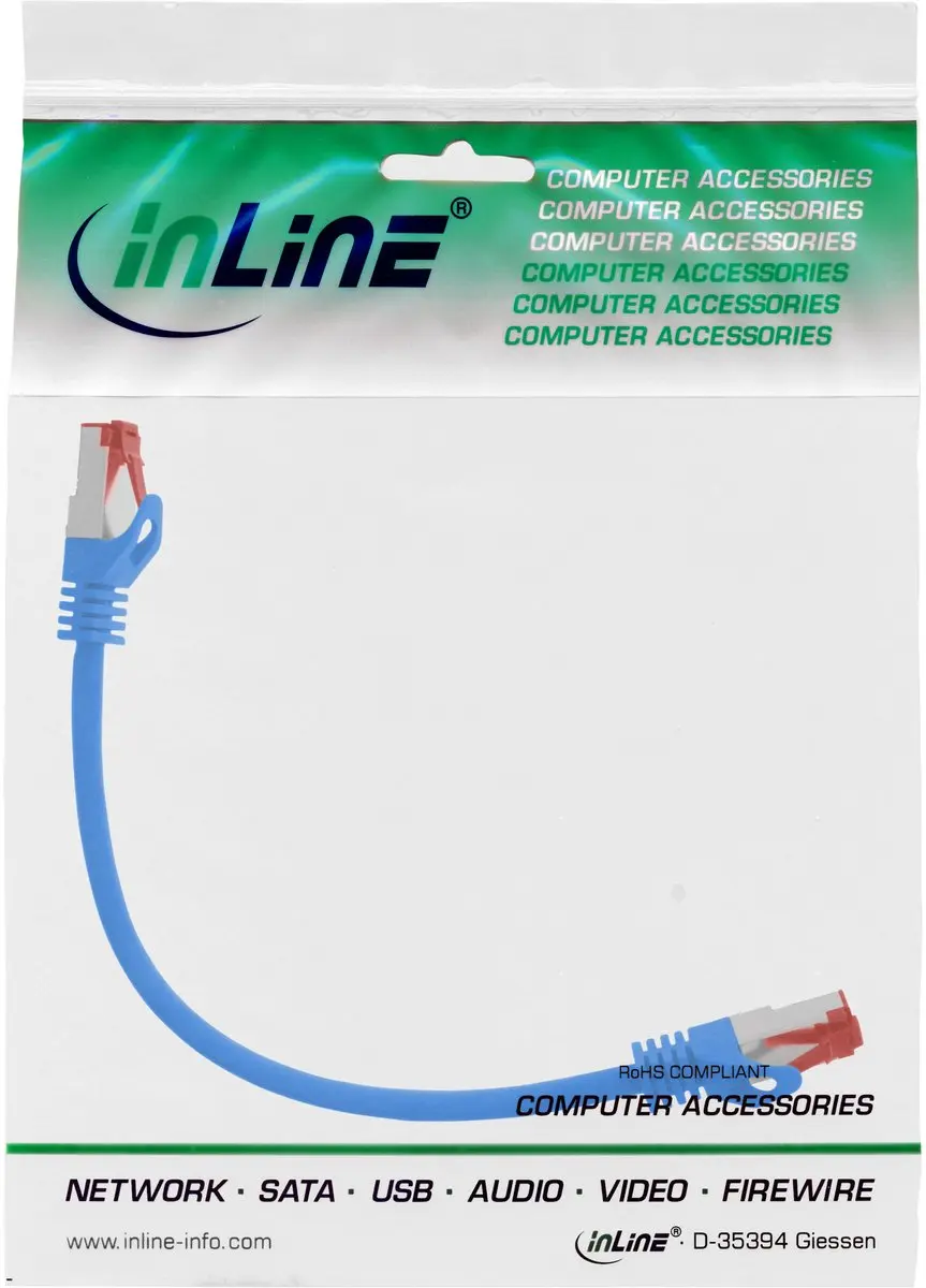 InLine Patchkabel S/FTP Cat.6 Halogeenvrij 0,3m - Blauw