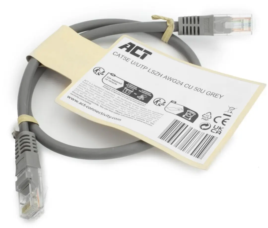 ACT Grijze LSZH U/UTP CAT5E Patchkabel 5m - RJ45