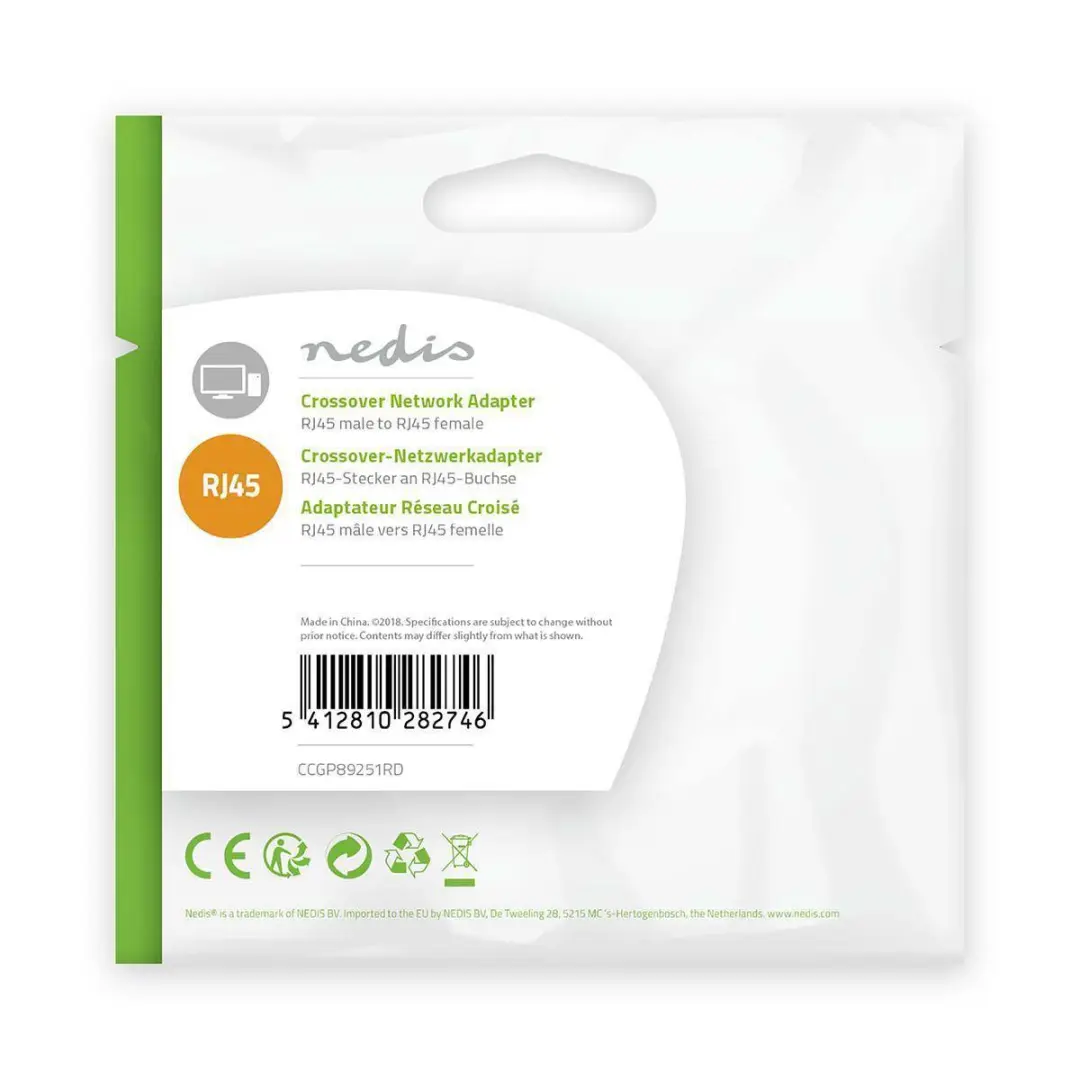 Nedis CAT6-Netwerkadapter RJ45 - Recht - Rood - afbeelding 6 van 6