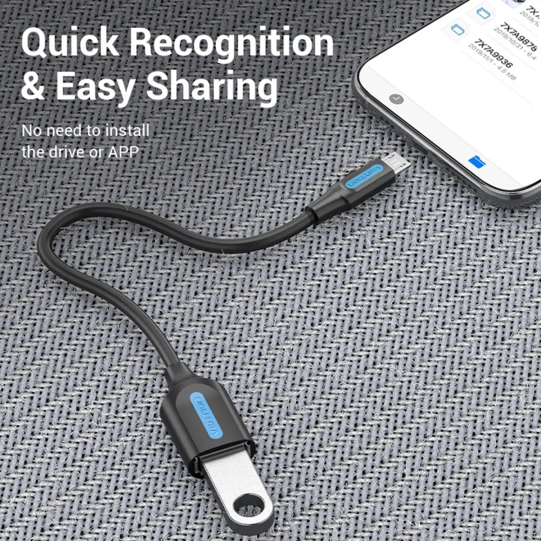 Vention CCUBB USB 2.0 Kabel Micro-USB A - 0,15m - Zwart