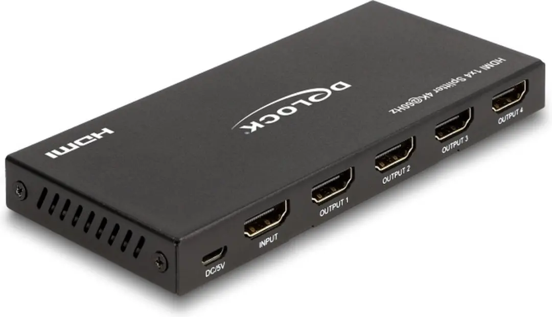 Delock HDMI Splitter 18652 - 1x Ingang 4x Uitgang 4K 60Hz - Zwart