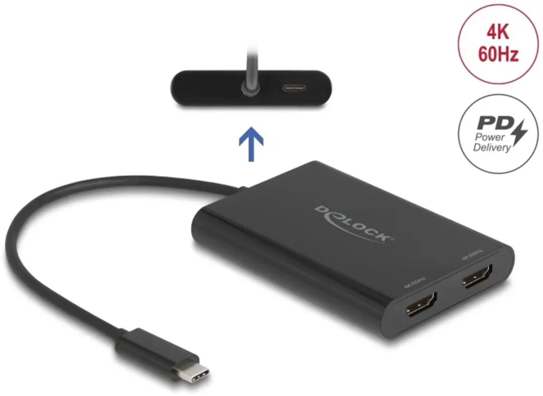 Delock USB-C naar 2x HDMI 4K 60Hz Adapter