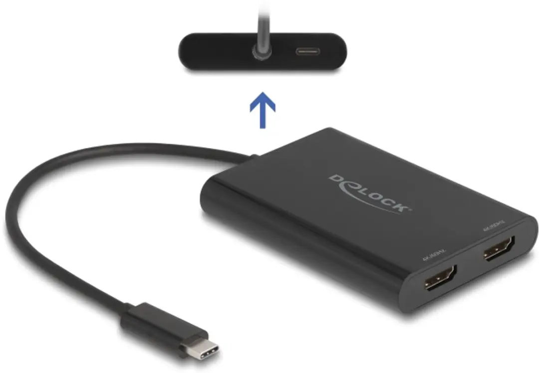 Delock USB-C naar 2x HDMI 4K 60Hz Adapter - Zwart