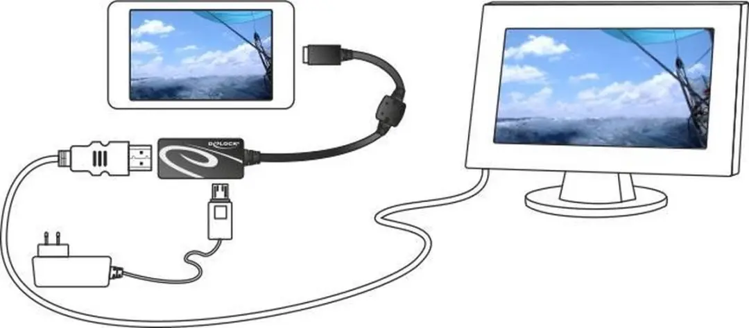 Delock USB Micro naar HDMI MHL 3.0 Adapter 4K 30Hz - 0,2m - Zwart