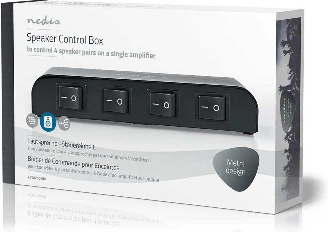 Nedis ASWI2604BK Speaker Control Box 4-Poorts - 200W - Zwart - afbeelding 6 van 6