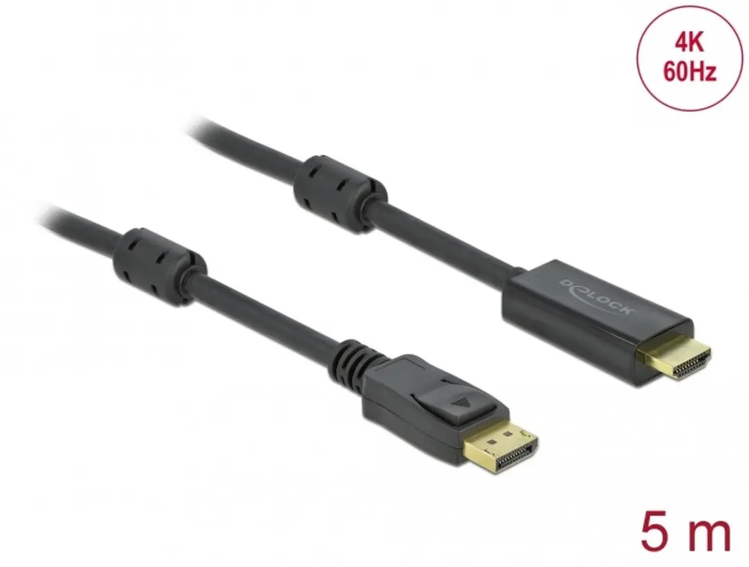 Delock DisplayPort - HDMI Kabel 4K 60Hz 5m - Zwart
