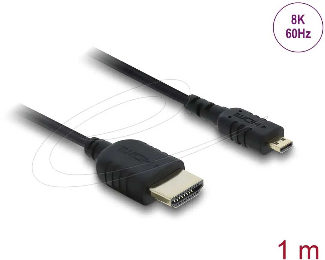 Delock Micro HDMI HDMI2.1 Kabel 8K 60Hz - 1m - Zwart