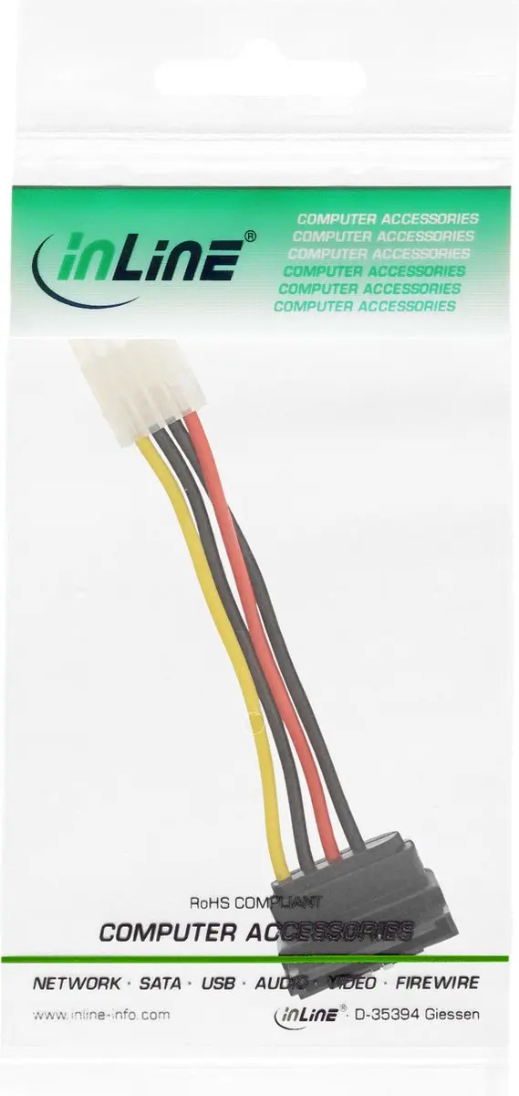 InLine 29660W Elektriciteitssnoer - Multi kleuren - Wit