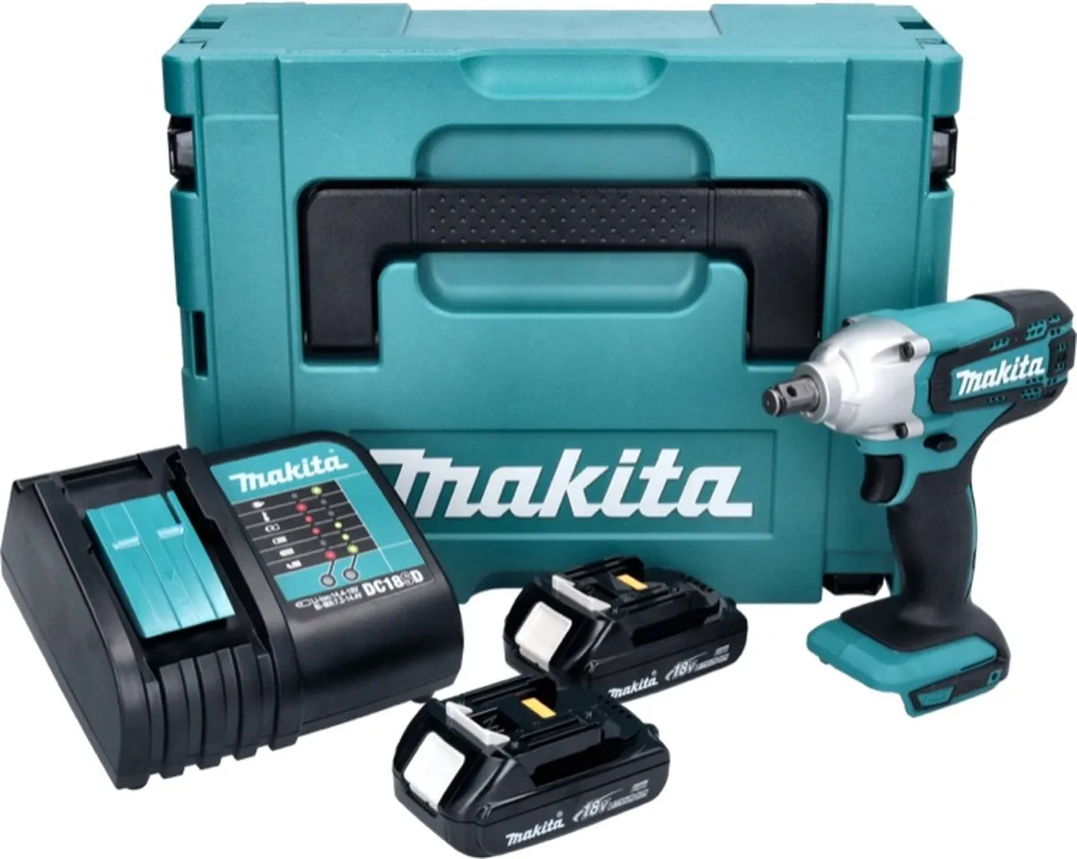 Makita DTW 190 SYJ Slagmoersleutel 18V - 190Nm - 2x1,3Ah + Lader + Makpac - afbeelding 2 van 5