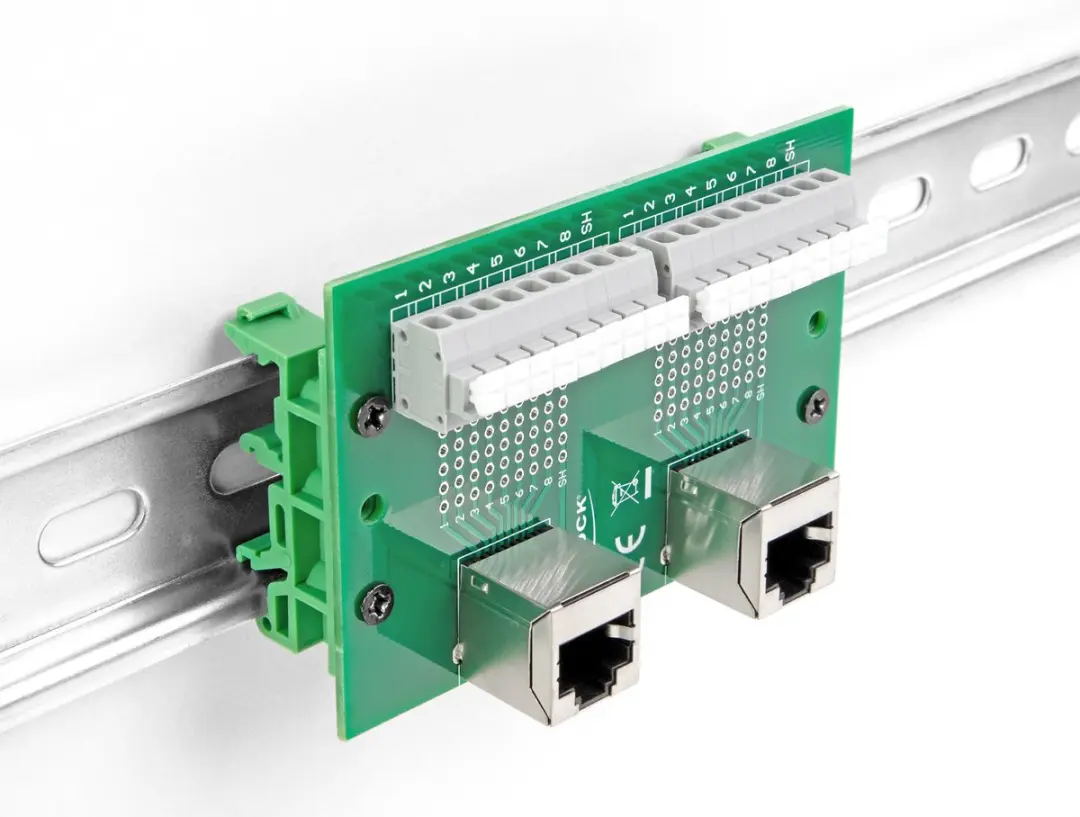Delock RJ45 2x Female naar 2x Terminal Block - Groen/Grijs