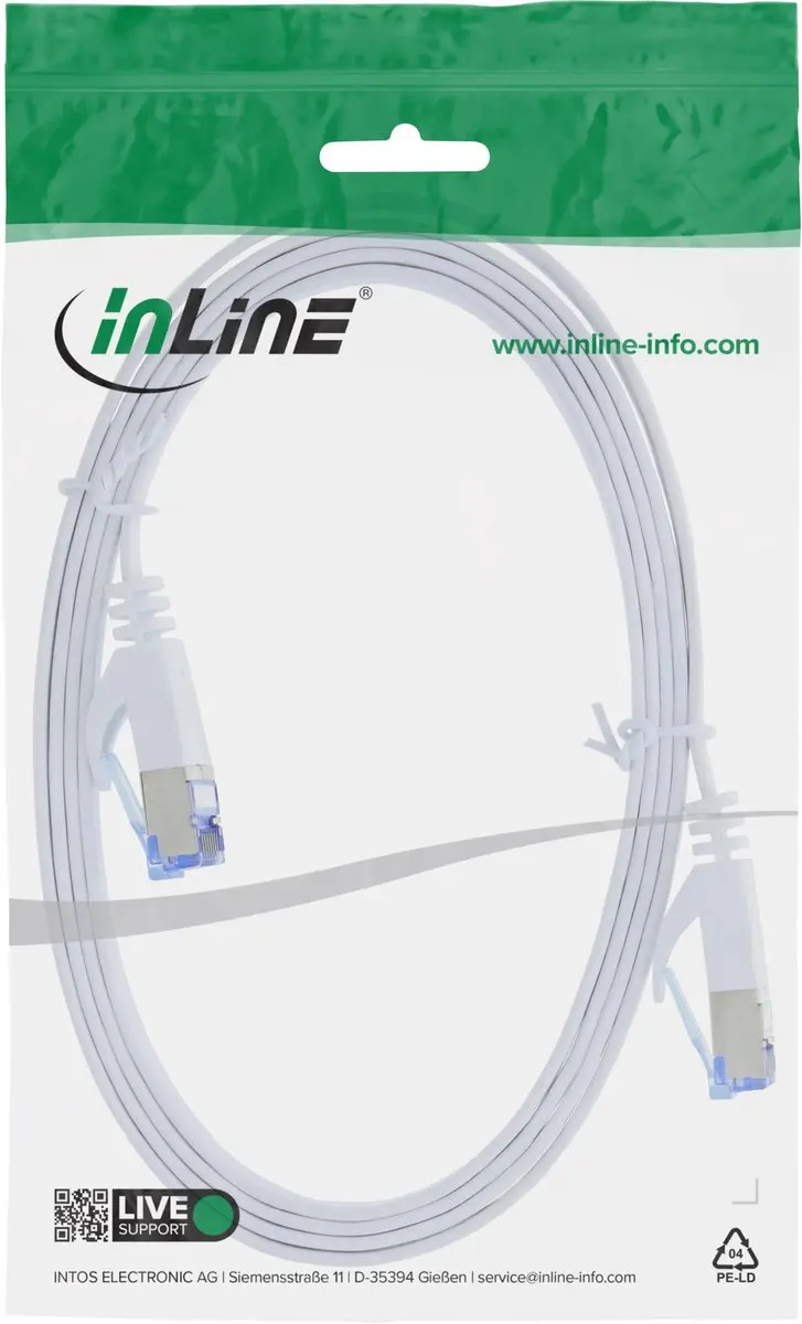 InLine UFTP CAT6a Platte Netwerkkabel 0,5m - Wit