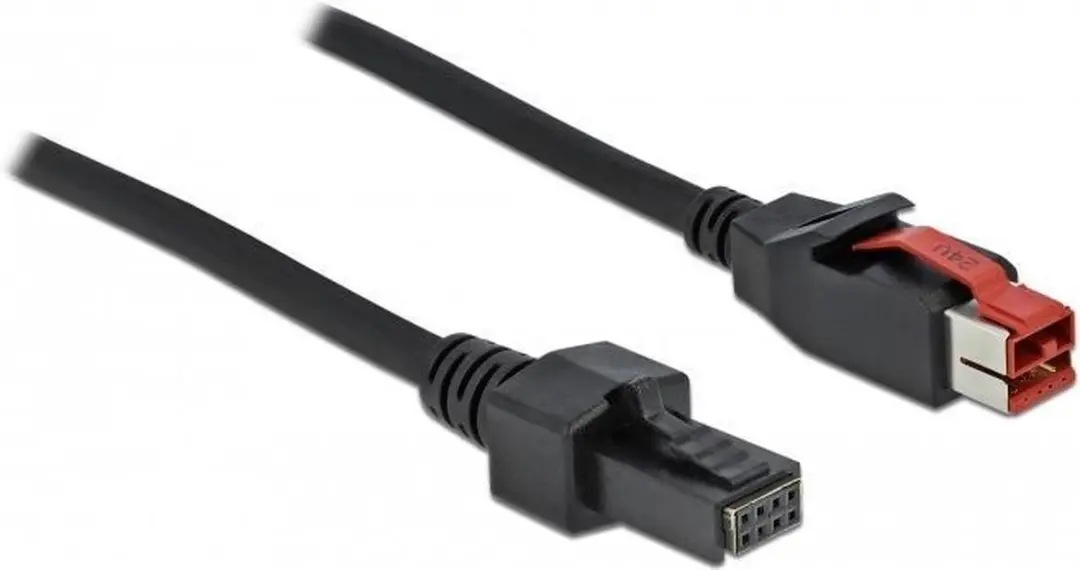 Delock PoweredUSB Kabel 24V naar 2x4-pin - 5m - Zwart