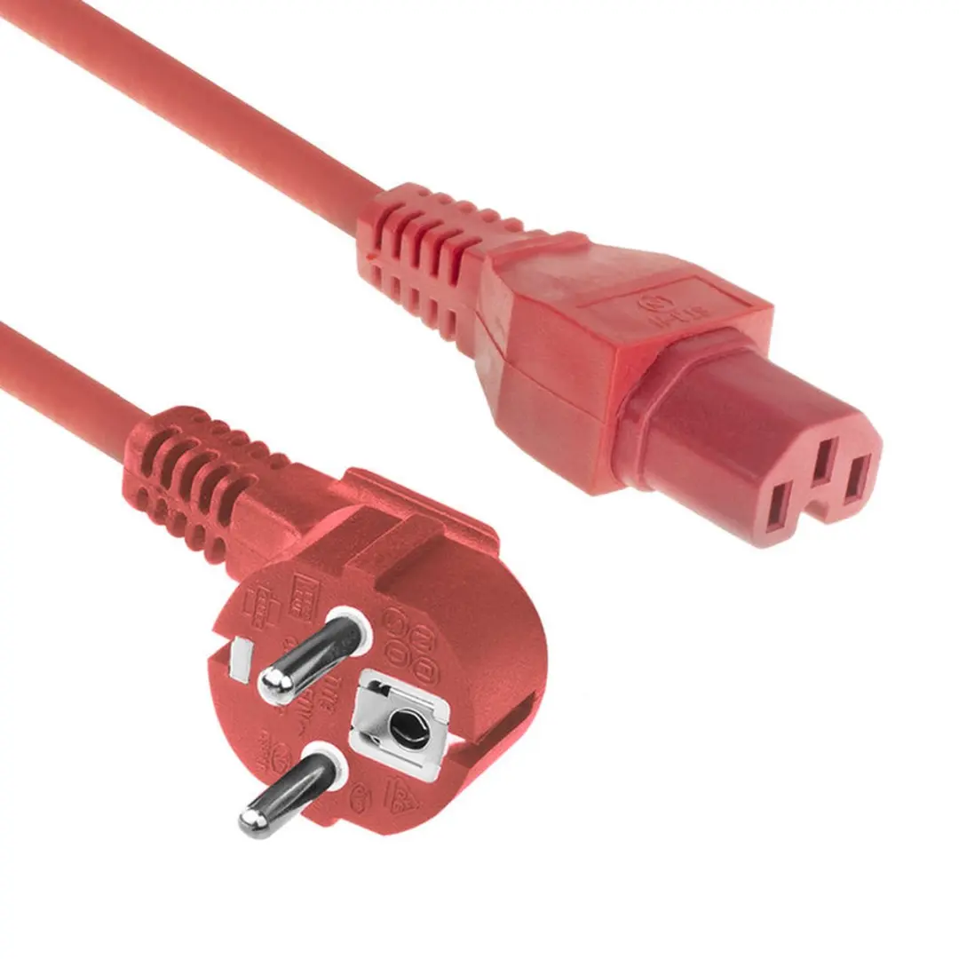 ACT AK5315 Haaks Schuko Netsnoer - 2m - Rood
