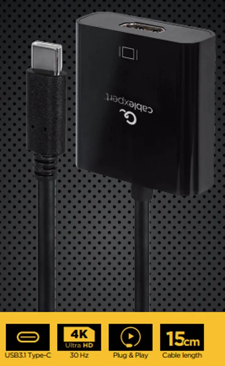 Gembird USB-C naar HDMI Adapterkabel 4K@30Hz 15cm