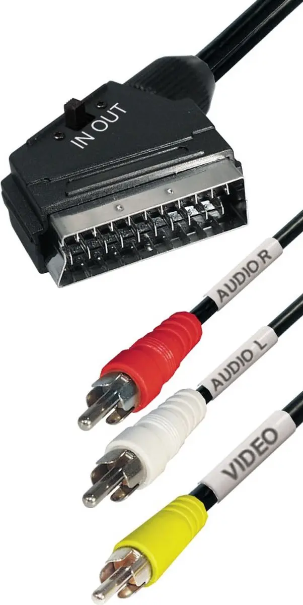 Nedis SCART Kabel CVGP31130BK10 - 1m - 3xRCA - Zwart - afbeelding 6 van 6