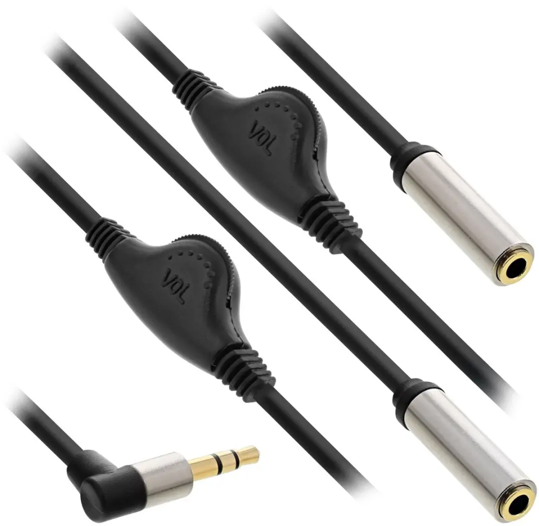 InLine 3,5mm Jack Splitter met Volumeregelaar