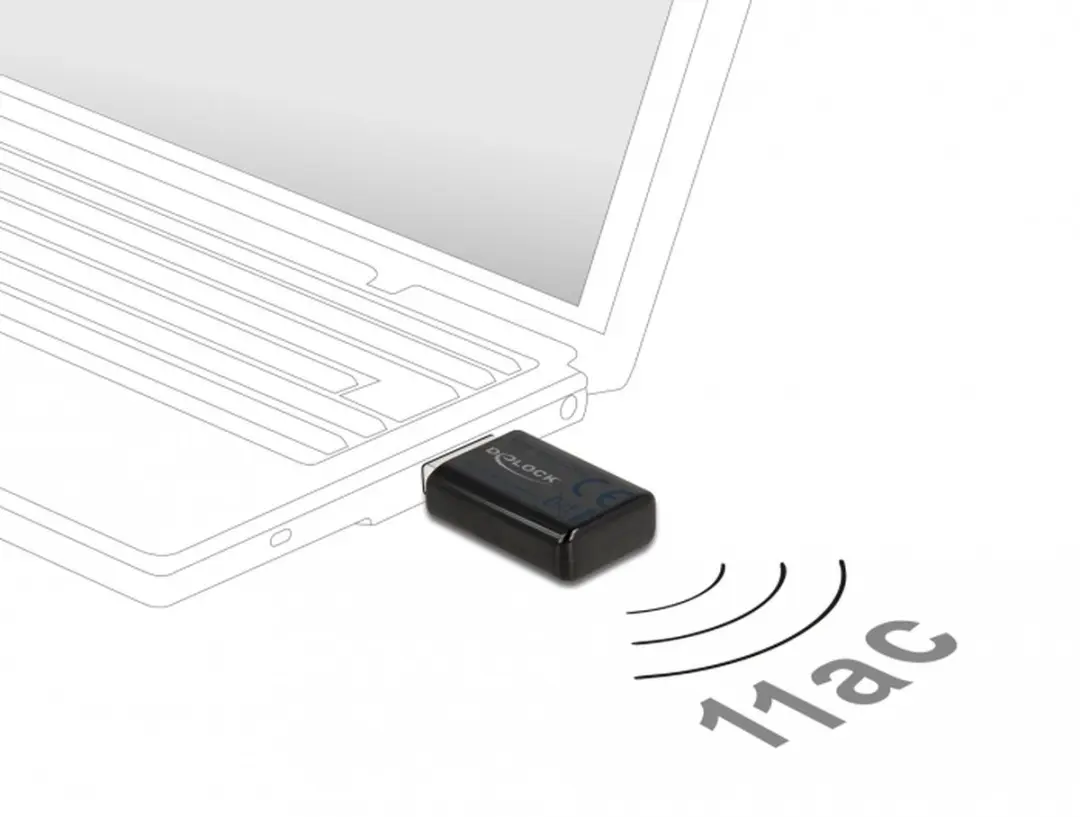 Delock USB 3.0 Dual Band WLAN Stick 867/300Mbps - Zwart
