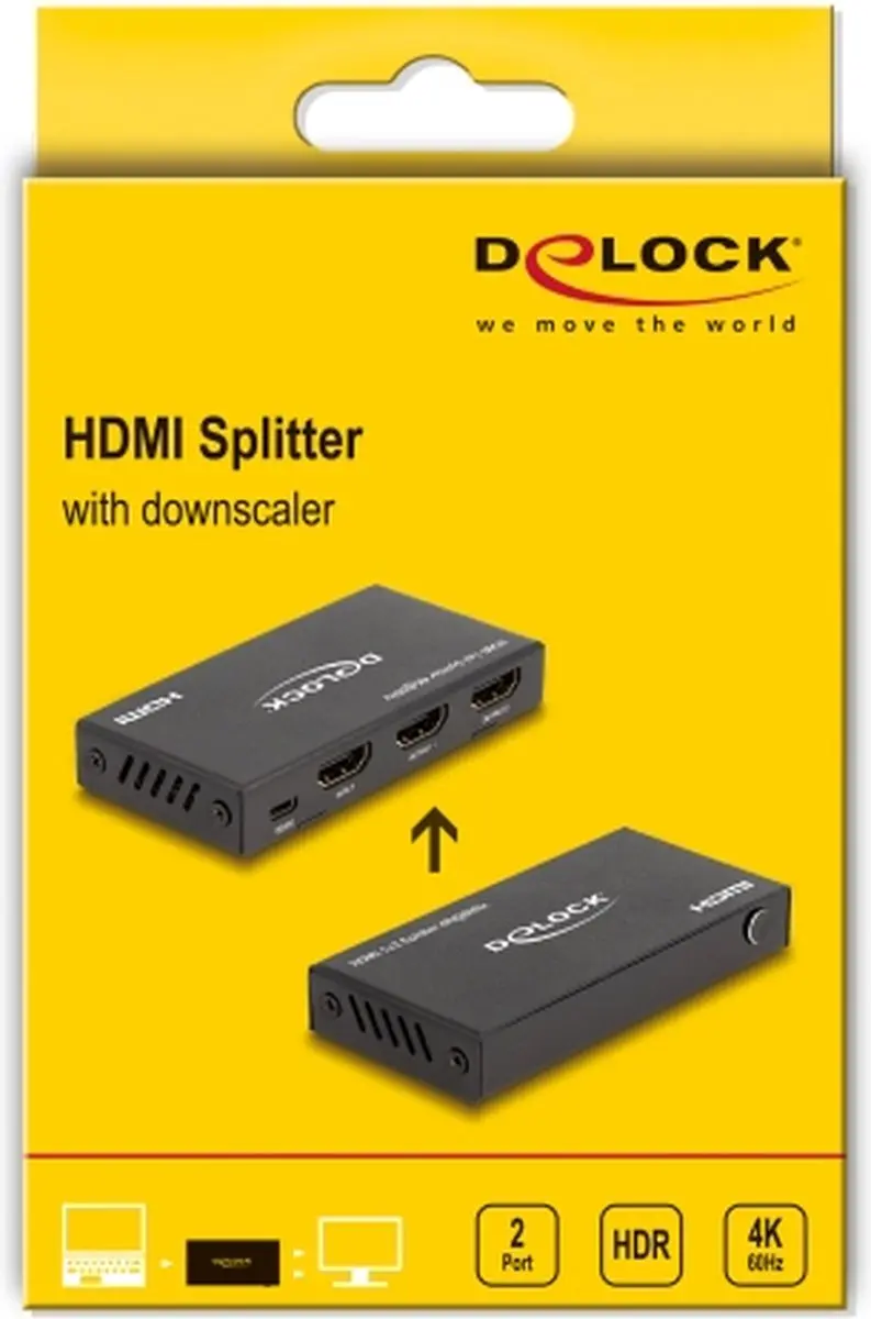 Delock HDMI Splitter 18651 - 4K 60Hz - 1x In, 2x Uit - Zwart