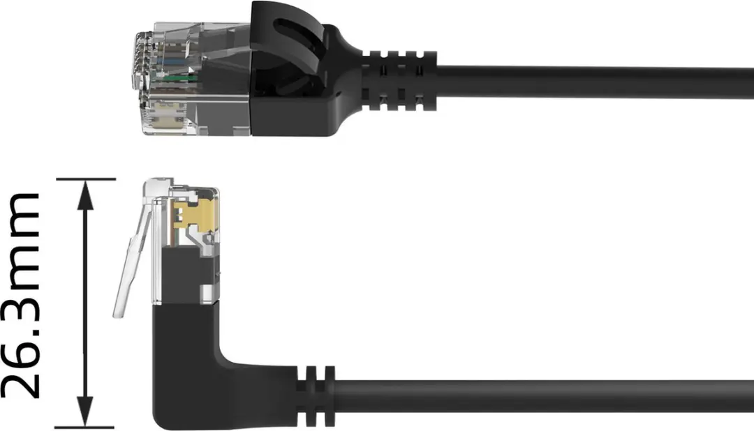 ACT DC4900 Patchkabel CAT6A U/UTP 0,5m - Zwart - 90° haaks