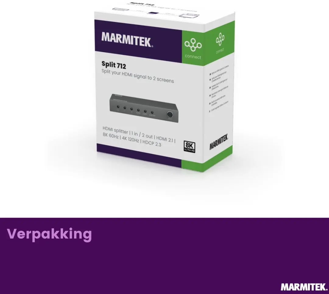 Marmitek Split 712 HDMI Splitter - 8K 60Hz - 1x2 Uit