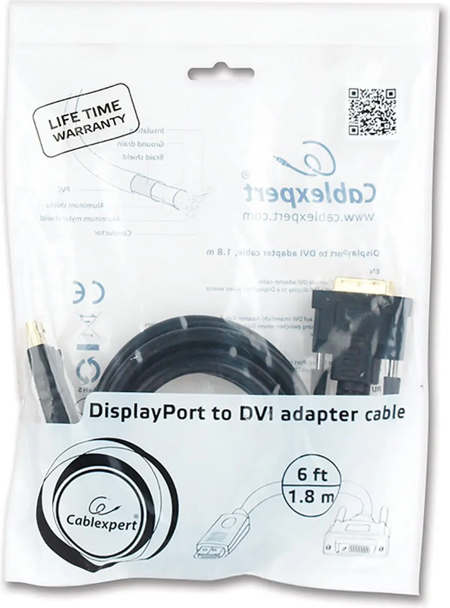 Gembird DisplayPort naar DVI Kabel 1,8m - Zwart