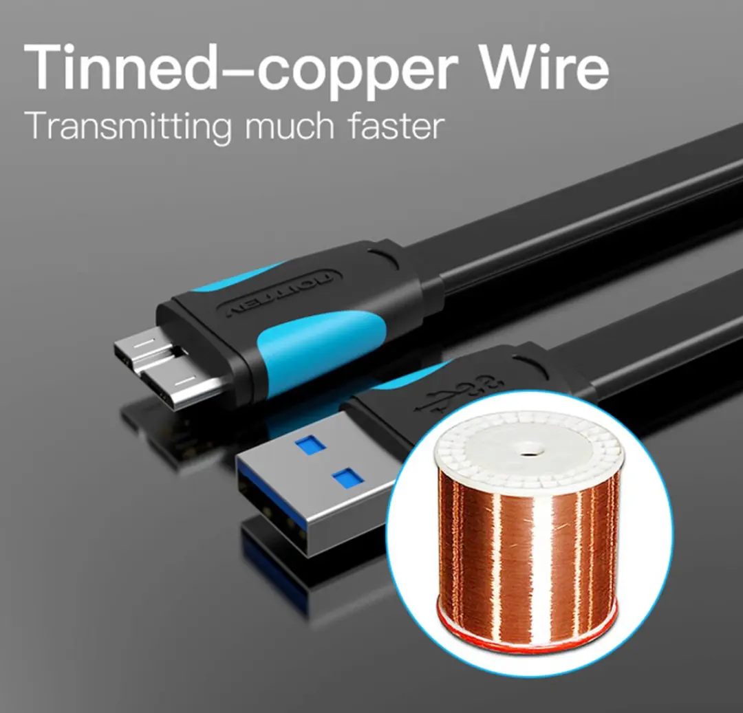 Vention VAS-A12-B050 USB-kabel A naar Micro-USB B 0,5m - Zwart - afbeelding 6 van 6