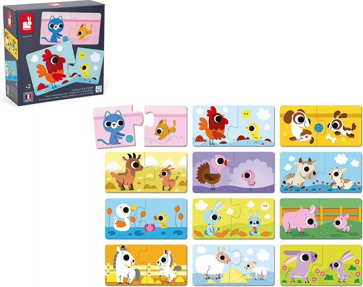 Janod Puzzelspel Ouders En Babydieren 2637