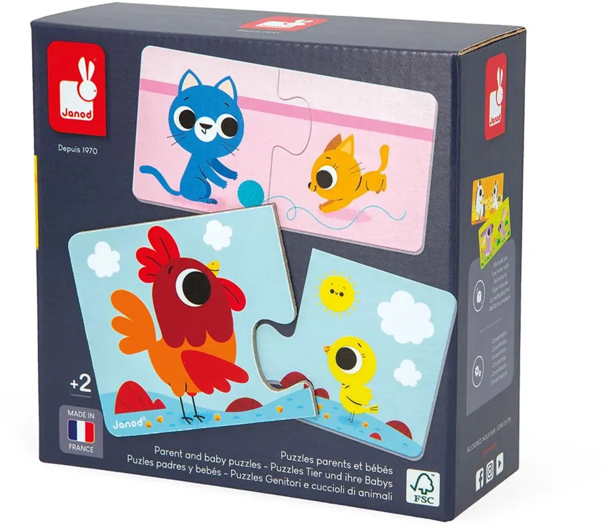 Janod Puzzelspel Ouders En Babydieren 2637 - 12 Stuks - afbeelding 6 van 6