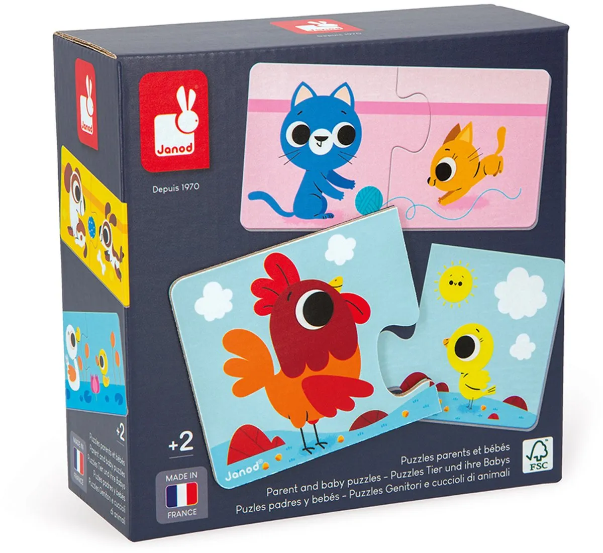 Janod Puzzelspel Ouders En Babydieren 2637 - 12 Stuks