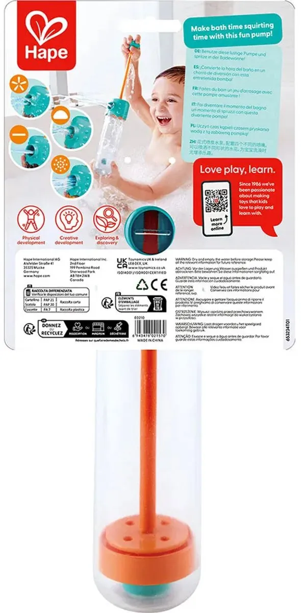 Hape Fröhliche Badepumpe E0210 - Veelkleurig