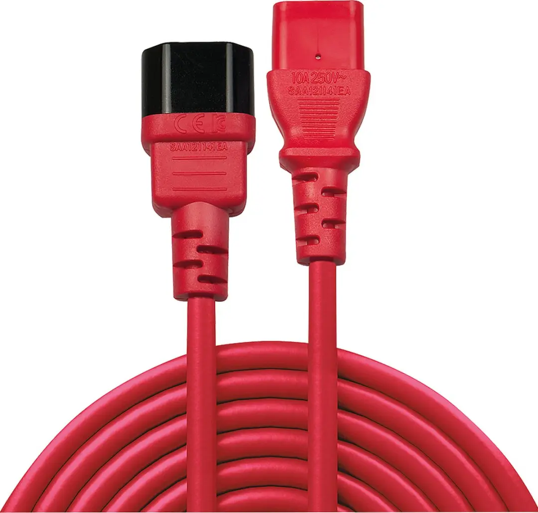 Lindy IEC C13 naar C14 Stroomverlengkabel 1m - Rood