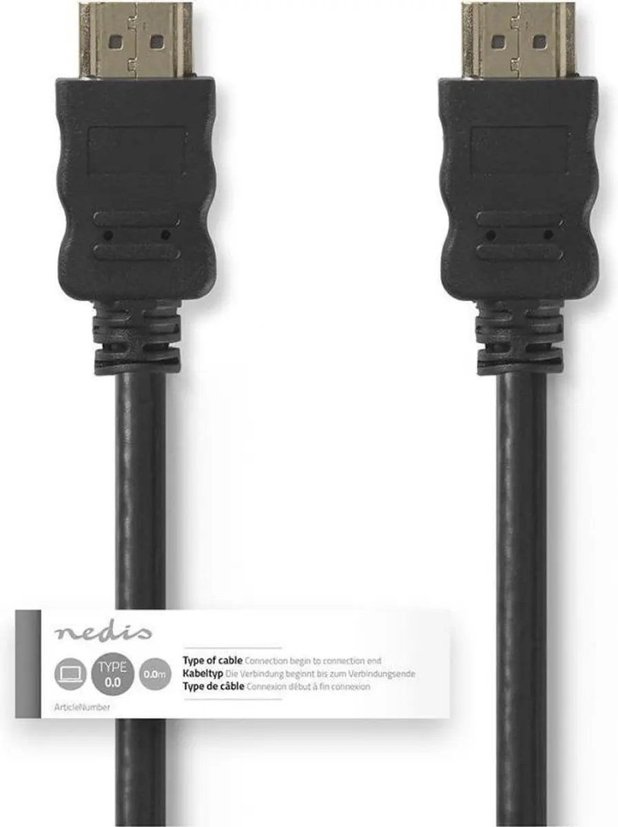 Nedis HDMI-Kabel CVGT34000BK10 4K@30Hz - 1m - Zwart - afbeelding 6 van 6