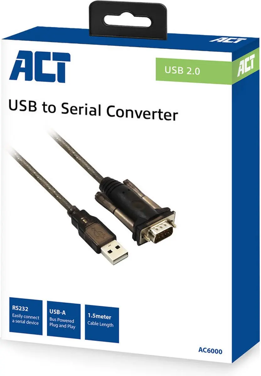 ACT AC6000 USB Serieel Adapter - 1,5m - Zwart